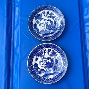 Vintage Flow Blue Saucer Plates X Two